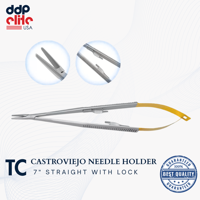 T/C Castroviejo Needle Holder 7" Straight Dental Surgical Instruments