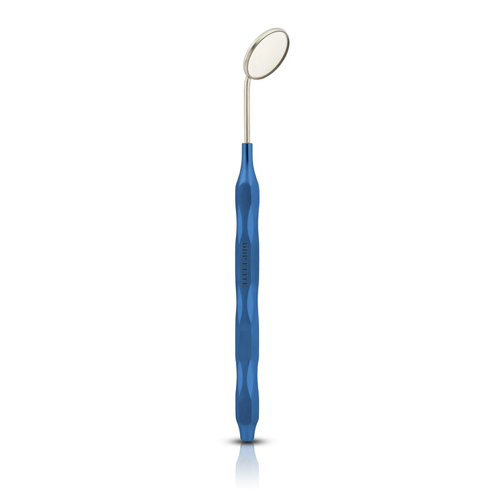 Dental Mirror Stainless Steel with Blue Plasma Handle, Dental Mirrors Front Surface Rhodium Plasma Coated Cone Socket Threading by Ddp Elite USA