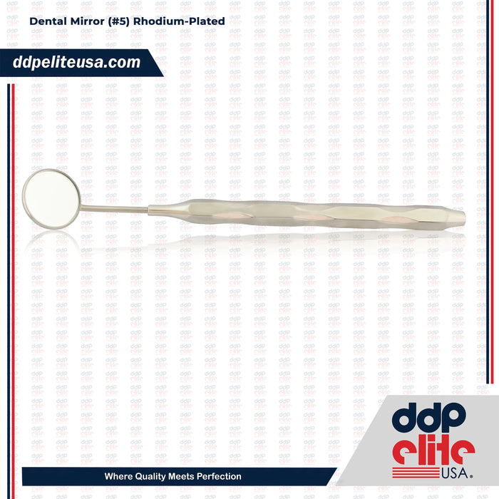 Dental Mirror Stainless Steel with Handle, Set of 5 Dental Mirrors Front Surface Cone Socket Threading by Ddp Elite USA