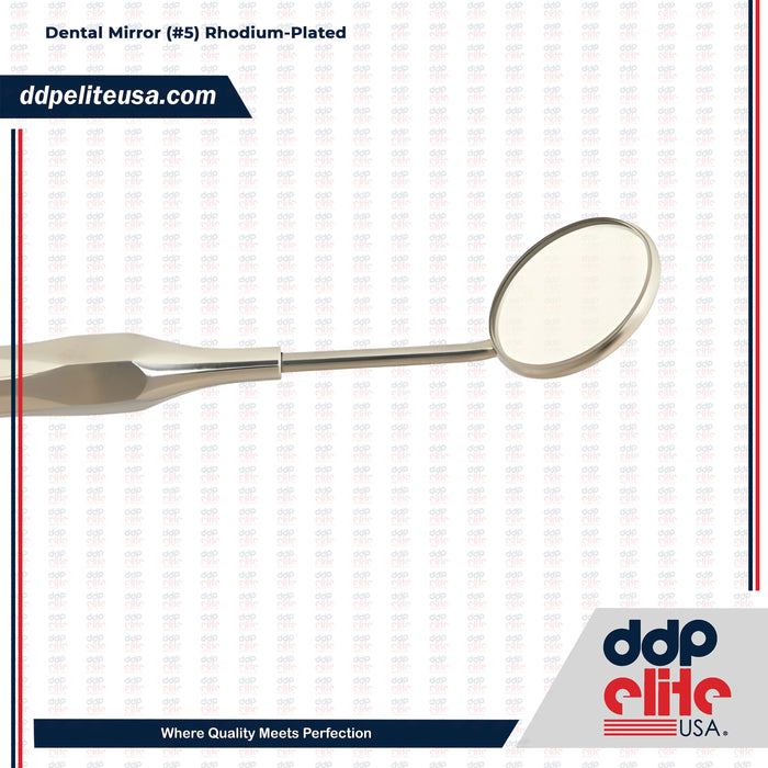 Dental Mirror Stainless Steel with Handle, Set of 5 Dental Mirrors Front Surface Cone Socket Threading by Ddp Elite USA