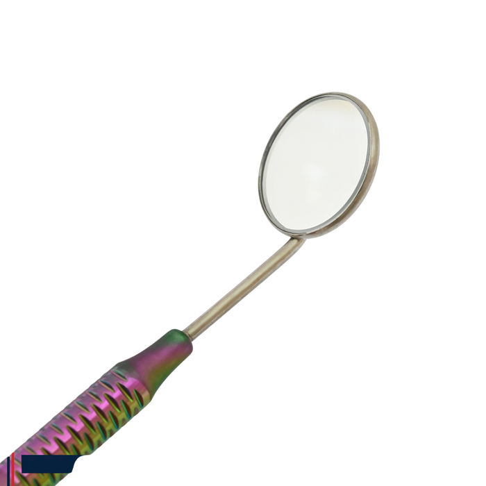 Mouth Mirror #5 with Round Hollow Handle Titanium Multi Rainbow Color