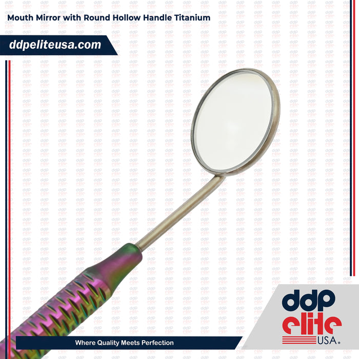 Mouth Mirror #5 with Round Hollow Handle Titanium Multi Rainbow Color