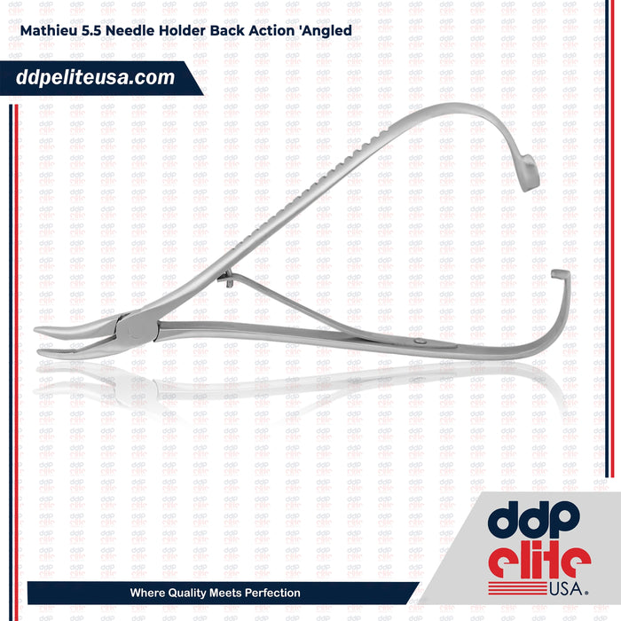 Mathieu 5.5" Needle Holder Back Action Angled Tip