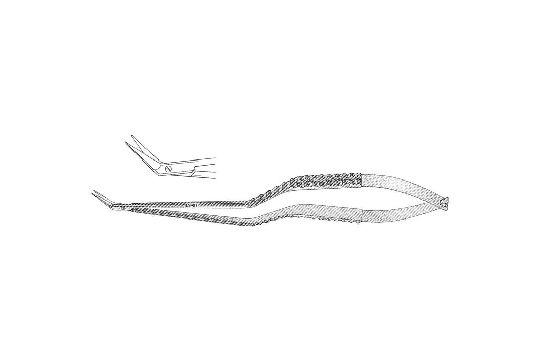 Yasargil Scissor 200mm, Curved Down, Bayonet-Shaped