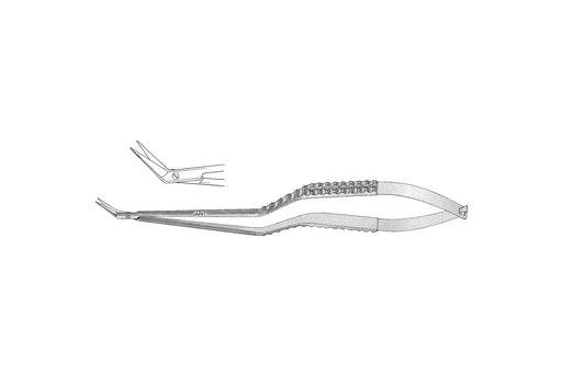 Yasargil Scissor 200mm, Curved Down, Bayonet-Shaped