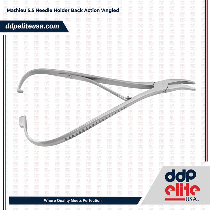 Mathieu 5.5" Needle Holder Back Action Angled Tip