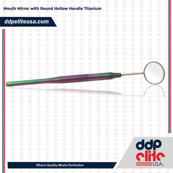 Mouth Mirror #5 with Round Hollow Handle Titanium Multi Rainbow Color