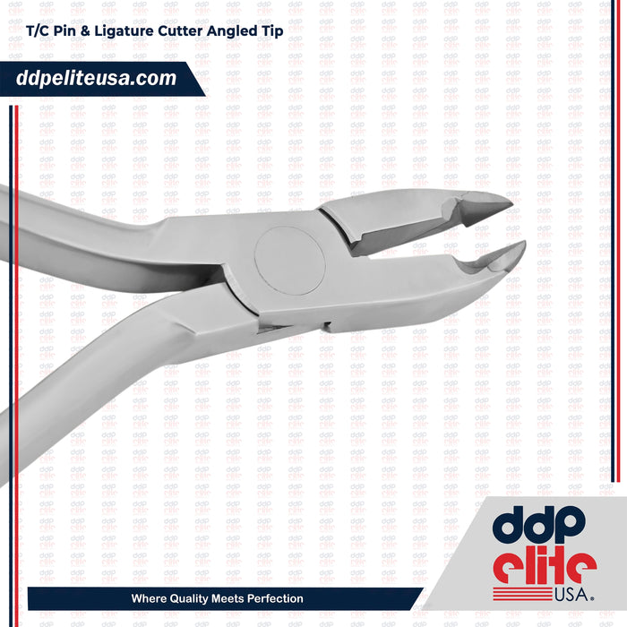 T/C Pin & Ligature Cutter Plier with Angled Tip, Tungsten Carbide Inserts