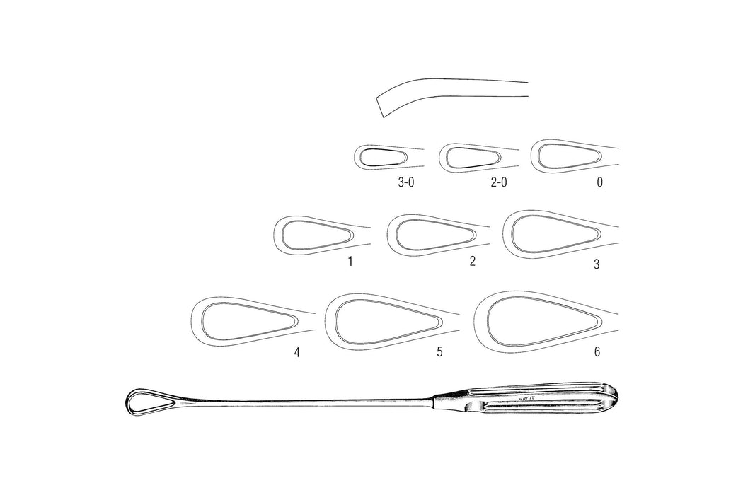 Sims Uterine Curette, Blunt Rigid, 28cm, Fig. 1-6
