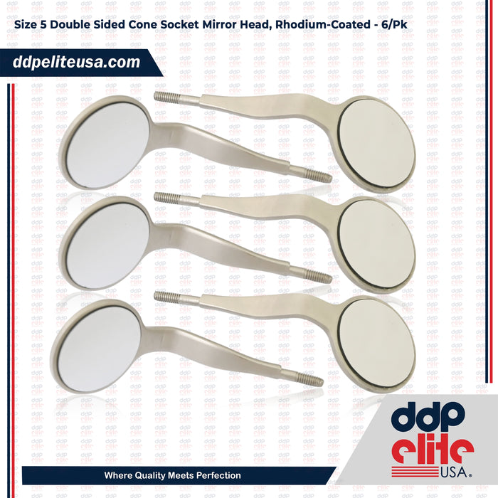 Size 5 Double Sided Cone Socket Mirror Head, Rhodium-Coated - 6/Pk