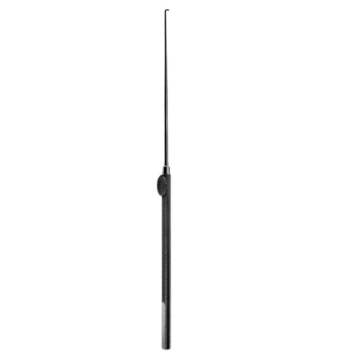 7 1/4" Krayenbuehl Nerve Hook with Finger Rest ? Small Blunt, Black Leopard Coated