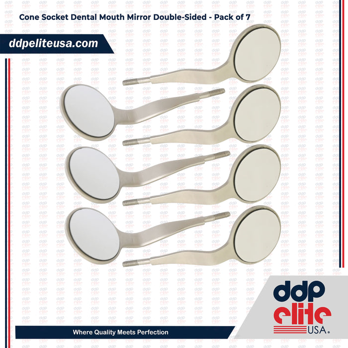 Cone Socket Dental Mouth Mirror Double-Sided - Pack of 7 By Ddp Elite USA