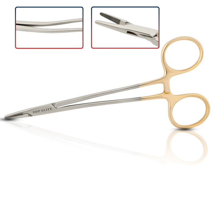 Bozeman Needle Holder Surgical Needle Driver 6" Suture Tying Forceps ANGLED With Tungsten Carbide Inserts