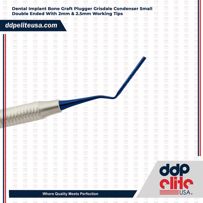 Dental Implant Bone Graft Plugger Grisdale Condenser Small Double Ended With 2mm & 2.5mm Working Tips - Ddp Elite USA