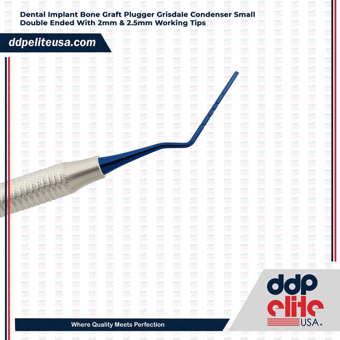 Dental Implant Bone Graft Plugger Grisdale Condenser Small Double Ended With 2mm & 2.5mm Working Tips - Ddp Elite USA