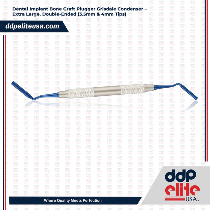 Dental Implant Bone Graft Plugger Grisdale Condenser – Extra Large, Double-Ended (3.5mm & 4mm Tips) - Ddp Elite USA