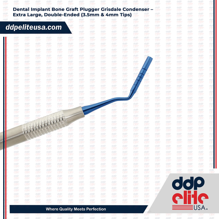 Dental Implant Bone Graft Plugger Grisdale Condenser – Extra Large, Double-Ended (3.5mm & 4mm Tips) - Ddp Elite USA
