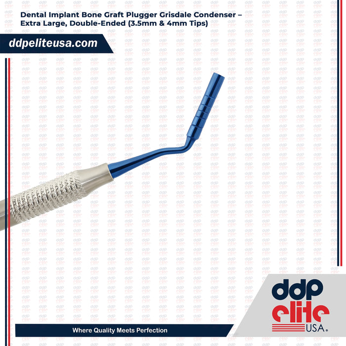 Dental Implant Bone Graft Plugger Grisdale Condenser – Extra Large, Double-Ended (3.5mm & 4mm Tips) - Ddp Elite USA
