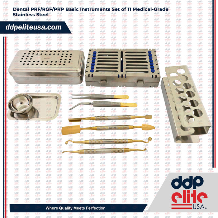 Dental PRF/RGF/PRP Basic Instruments Set of 11 Medical-Grade Stainless Steel Ddp Elite USA