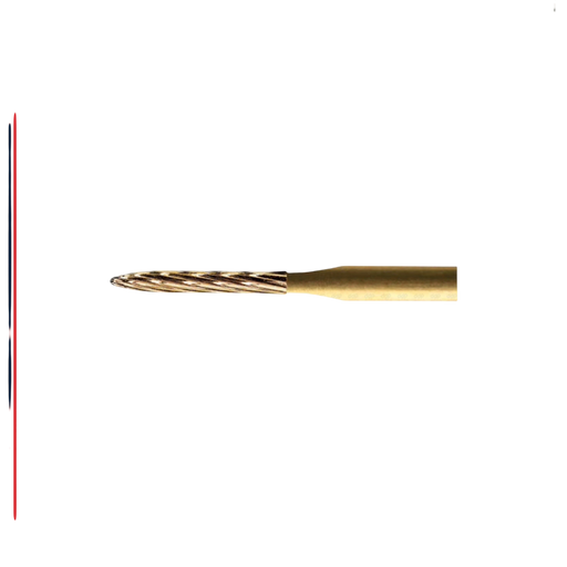 ExcaliBur Long Flame Carbide Gold Finishing Bur, Ø1.2mm x 8.0mm, FG, (US 49L), 5pcs. - ddpeliteusa