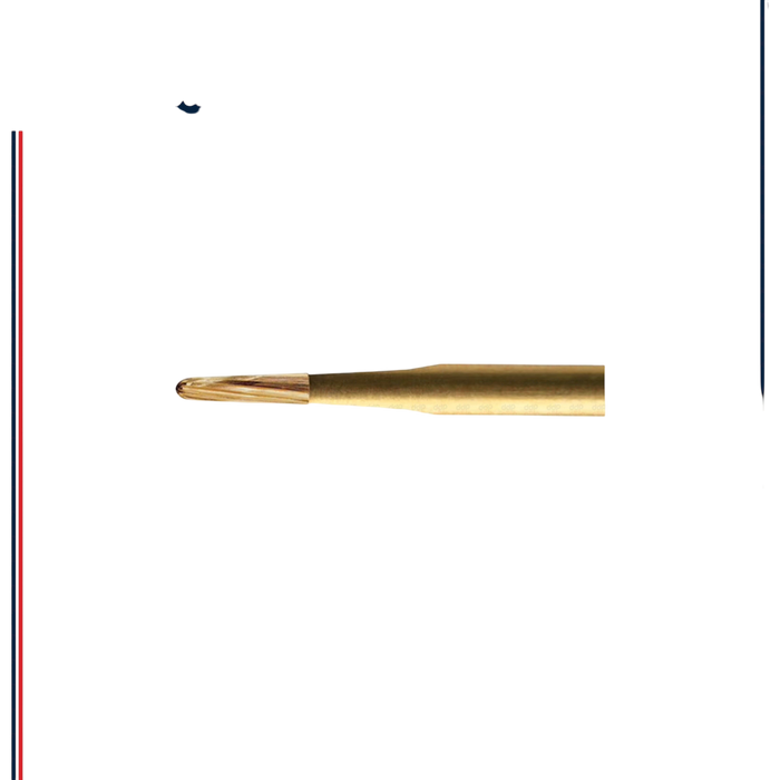 ExcaliBur Round End Taper Carbide Gold Finishing Bur, Ø0.7mm x 3.2mm, FG, (US OF3), 5 Pcs. - ddpeliteusa