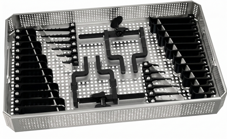 McCulloch-type retractor set, large, with 2 hinged retractors in tray