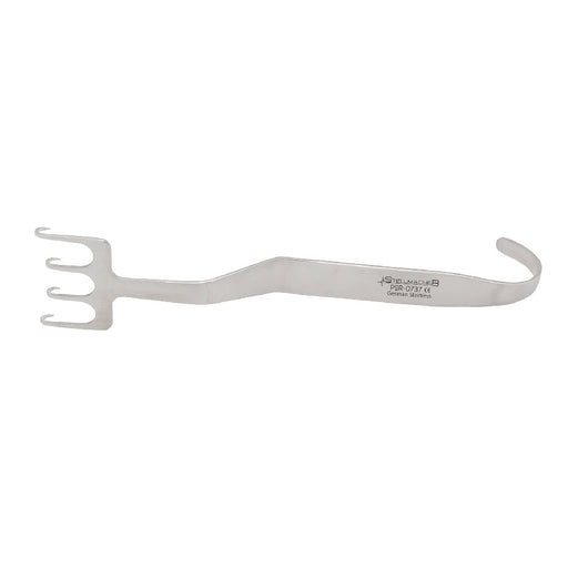 Freeman Retractor 18 cm, 4 Sharp Prongs, 38 mm Wide, Angled