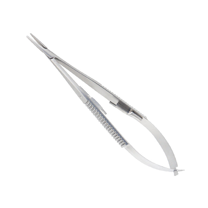 Castroviejo Needle Holder, Straight Smooth Jaws, Micro Spring Handle, With Ratchet, 14cm
