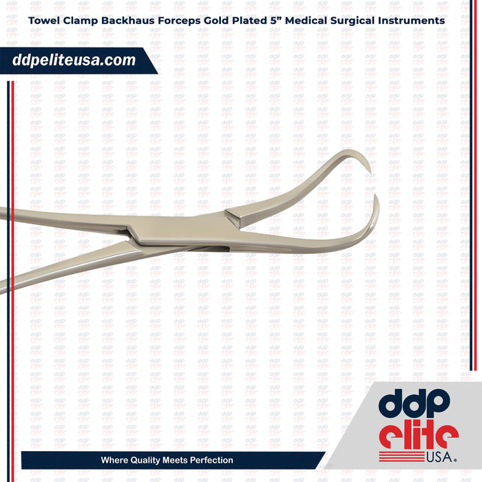 Towel Clamp Backhaus Forceps Gold Plated 5" Medical Surgical Instrument