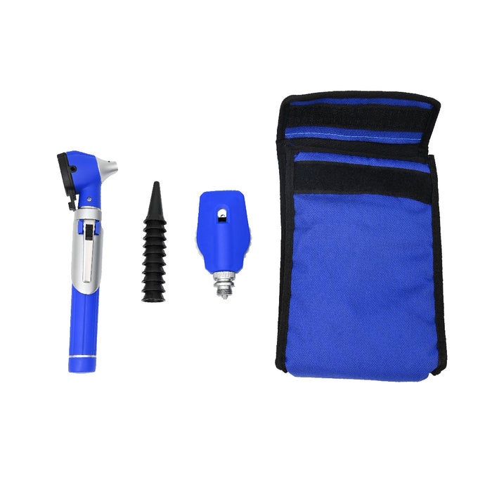 Fiber Optic Mini Otoscope Blue Color Pocket Otoscope With Case ENT Diagnostic Set