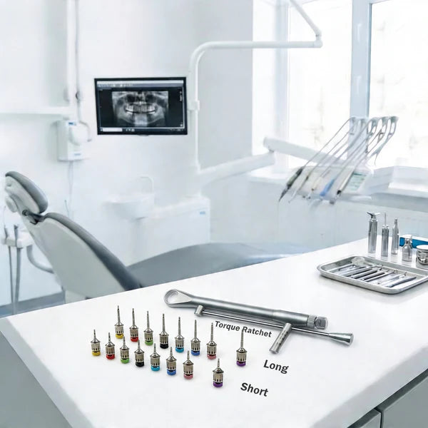 Dental Implant Driver Kit 16 Hex Drivers with Torque Ratchet (15–70 Ncm)