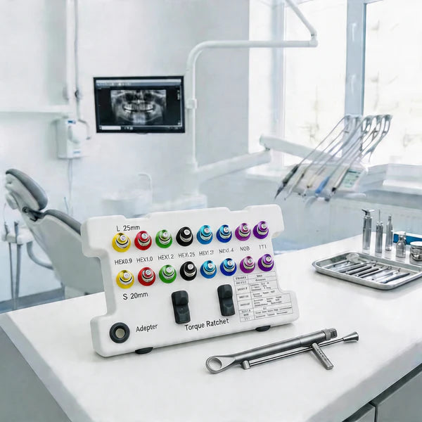 Dental Implant Driver Kit 16 Hex Drivers with Torque Ratchet (15–70 Ncm)