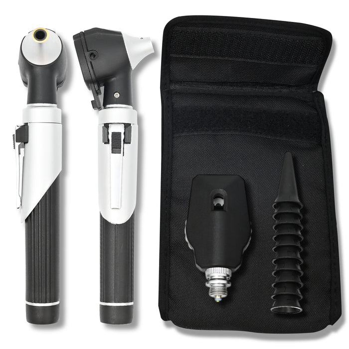 Fiber Optic Mini Otoscope Black Color Pocket Otoscope With Case ENT Diagnostic Set