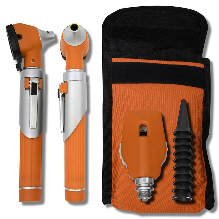 Fiber Optic Mini Otoscope Set 5 Colors Pocket Otoscope With Case ENT Diagnostic Set