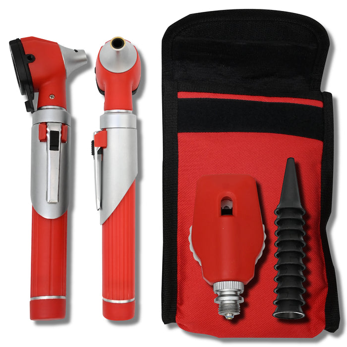 Fiber Optic Mini Otoscope Set 5 Colors Pocket Otoscope With Case ENT Diagnostic Set