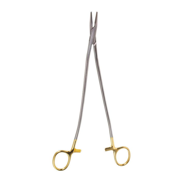 10 1/4" Bozeman Needle Holder, TC, curved shanks and straight jaw