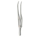 Gill Iris Forceps  curved cross serrated tips