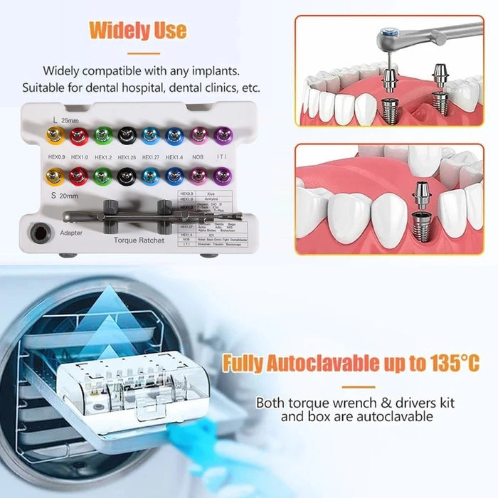 Dental Universal Implant Prosthetic Kit Torque Wrench Screw Drivers Remover Kit
