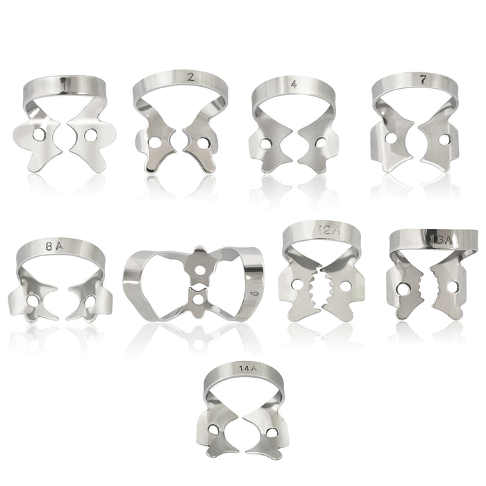 9 Pieces Endodontic Rubber Dam Clamps Set - Stainless Steel