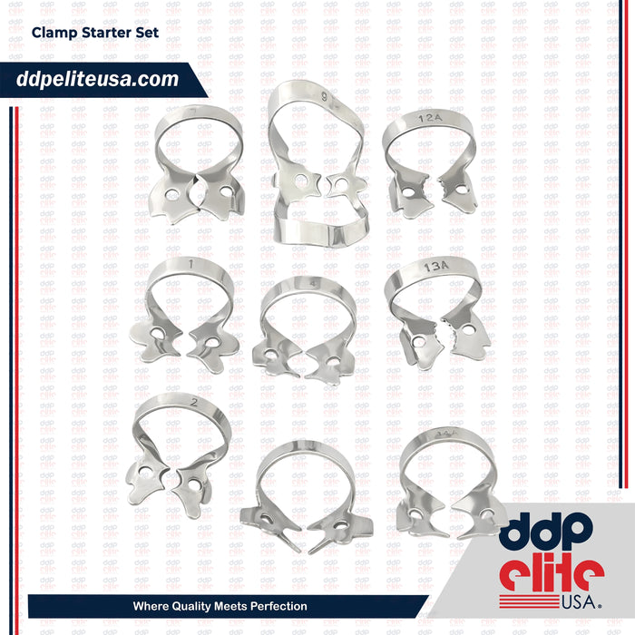 9 Pieces Endodontic Rubber Dam Clamps Set - Stainless Steel
