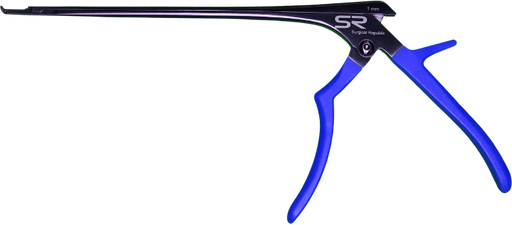 Slick Grip Kerrison, small handle, 7" shaft length, jaw width 4mm, thin footplate, top ejector, 40°, upbiting, black coated