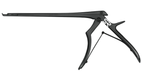 Spurling-Kerrison, small handle, 8" shaft length, jaw width 0.8mm, thin footplate, top ejector, 40°, upbiting, black coated