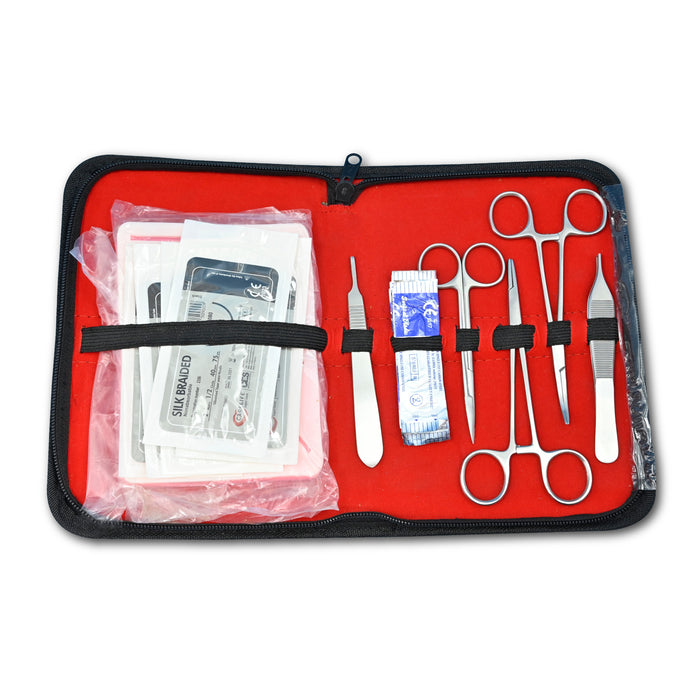 Premium 19-Piece Suture Practice Kit for Medical & Nursing Students - Large 3-Layer Silicone Pad with 14 Pre-Cut Wounds, Mixed Suture Threads, Stainless Steel Tools & Carry Case