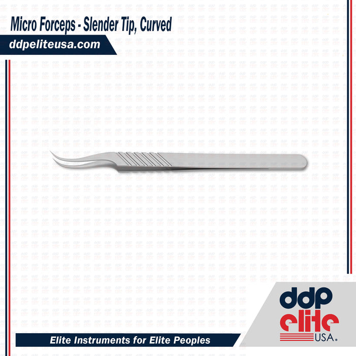 Micro Forceps - Slender Tip, Curved - ddpeliteusa