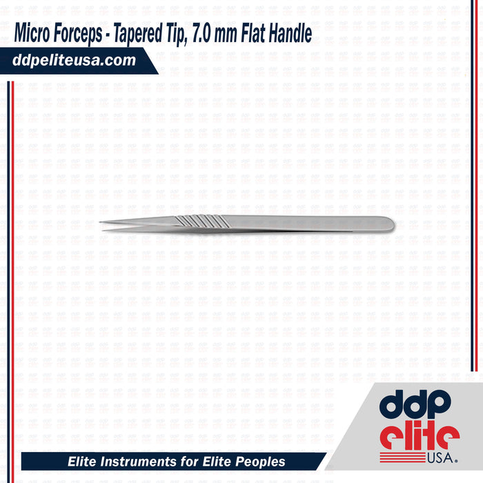 Micro Forceps - Tapered Tip, 7.0 mm Flat Handle - ddpeliteusa