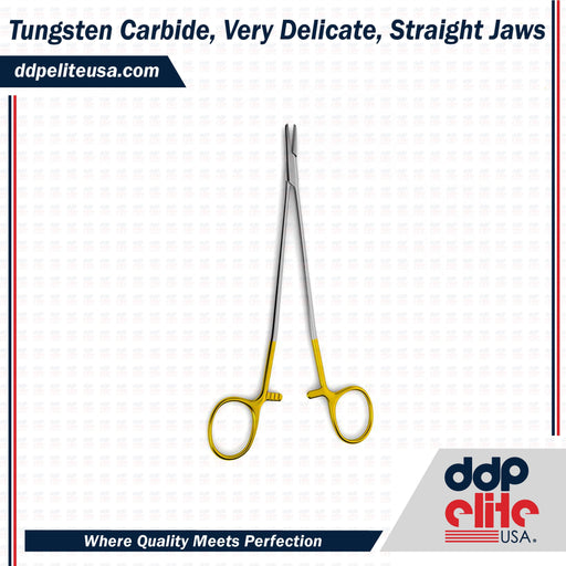 Cooley Microvascular Needle Holder - Tungsten Carbide, Very Delicate, Straight Jaws, Indented Shanks - ddpeliteusa