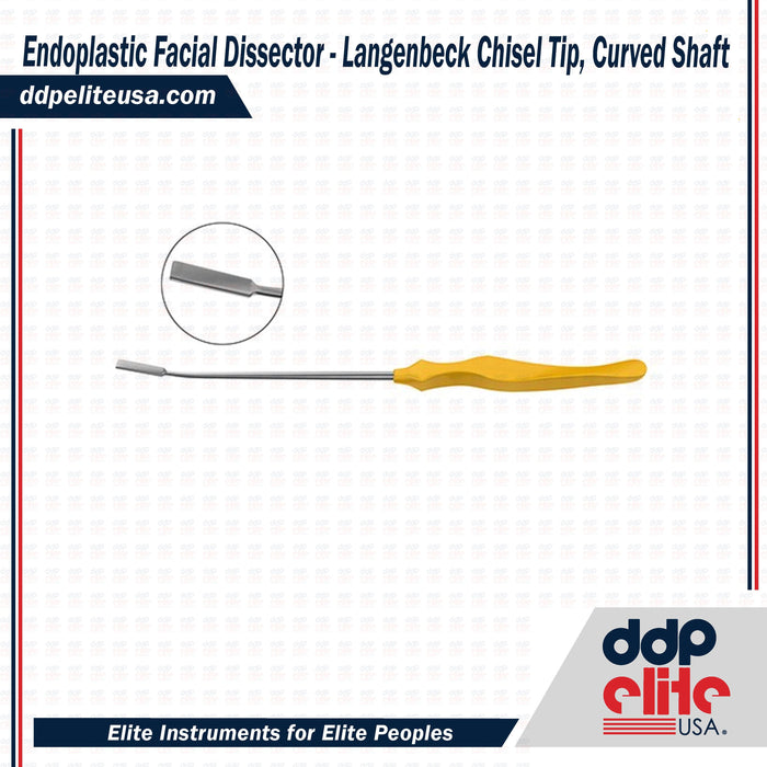 Endoplastic Facial Dissector - Langenbeck Chisel Tip, Curved Shaft - ddpeliteusa