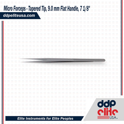 Micro Forceps - Tapered Tip, 9.0 mm Flat Handle, 45 Degree Angle, 7 1/8" - ddpeliteusa