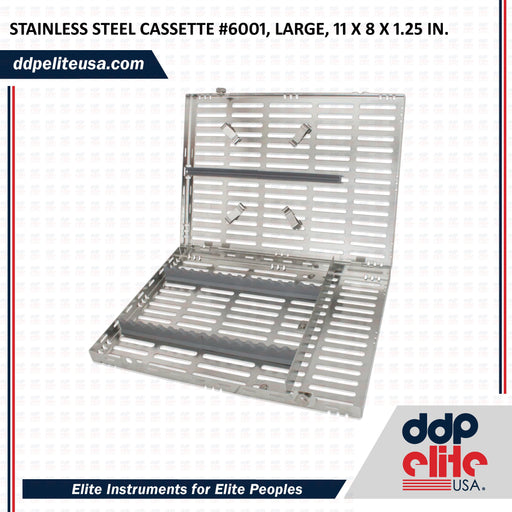 STAINLESS STEEL CASSETTE , LARGE, GRAY INSERTS, 11 X 8 X 1.25 IN. - ddpeliteusa