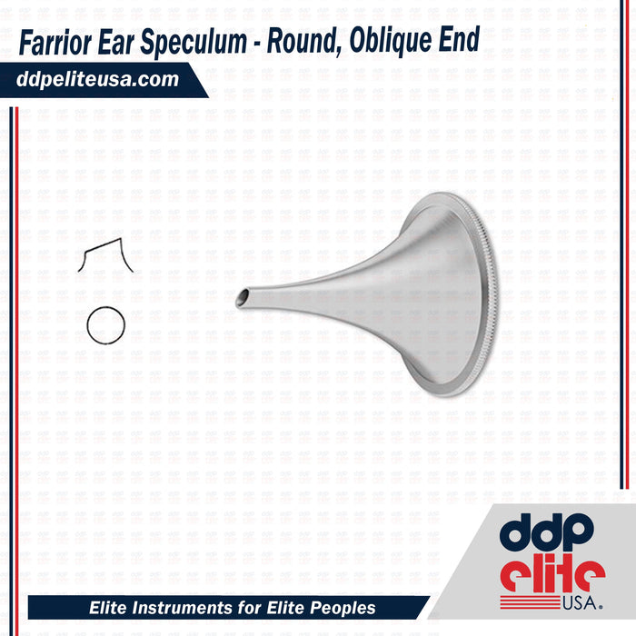 Farrior Ear Speculum - Round, Oblique End - ddpeliteusa